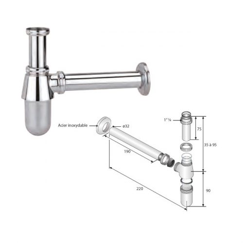 Siphon-complet-en-laiton-chromé-modèle-classique