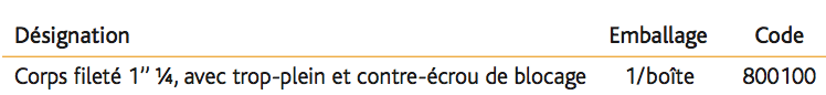Bonde UNIVERSELLE brevetée = Clic-clac ou Ecoulement libre