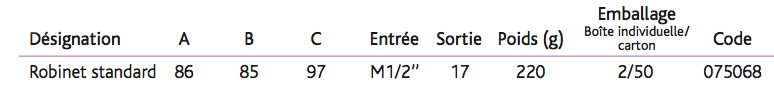 Robinet standard sans disconnecteur