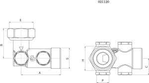 Schema Avec entrée écrou tournant et sortie mâle Schema Avec entrée écrou tournant et sortie mâle