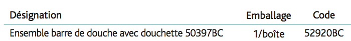 Ensemble barre de douche avec douchette 50397BC