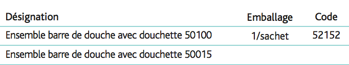 Ensemble barre de douche